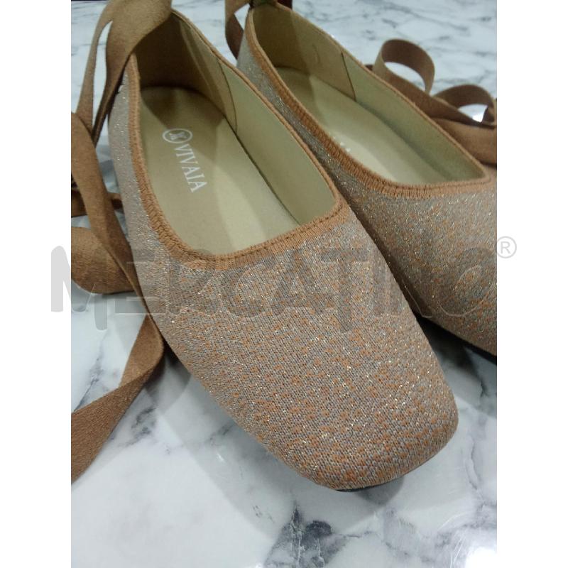 BALLERINA VIVAIA BEIGE BRILLANTINATA CON LACCIO  | Mercatino dell'Usato Benevento 3
