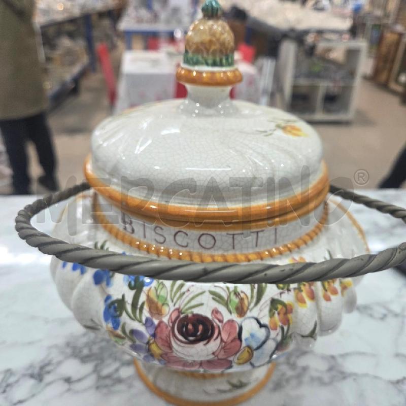 BISCOTTIERA CER BIANCA BORDO ARANCIONE FIORI BASSANO | Mercatino dell'Usato Benevento 1