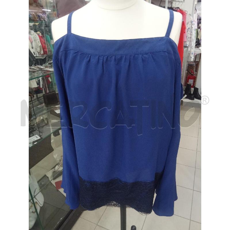 BLUSA DONNA ATOS LOMBARDINI BLU ELETTRICO CON PIZZO NERO  | Mercatino dell'Usato Benevento 1