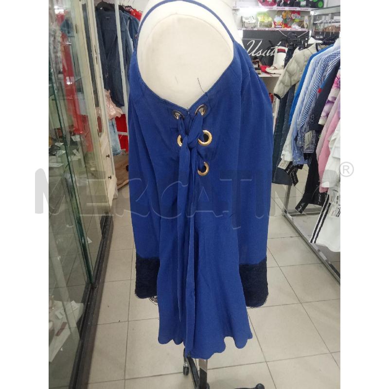 BLUSA DONNA ATOS LOMBARDINI BLU ELETTRICO CON PIZZO NERO  | Mercatino dell'Usato Benevento 3