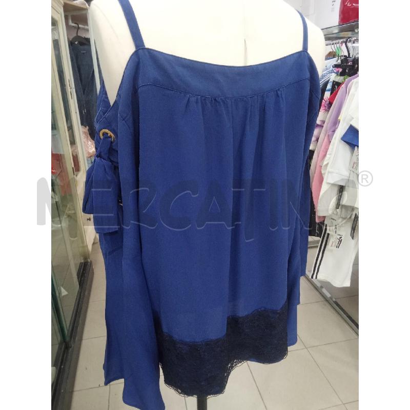 BLUSA DONNA ATOS LOMBARDINI BLU ELETTRICO CON PIZZO NERO  | Mercatino dell'Usato Benevento 4
