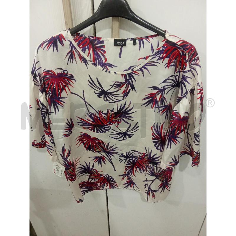 BLUSA DONNA BIANCA PIANTE VIOLA ROSSE EMME MARELLA | Mercatino dell'Usato Benevento 1