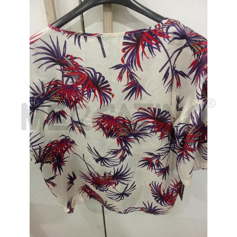 BLUSA DONNA BIANCA PIANTE VIOLA ROSSE EMME MARELLA | Mercatino dell'Usato Benevento 3