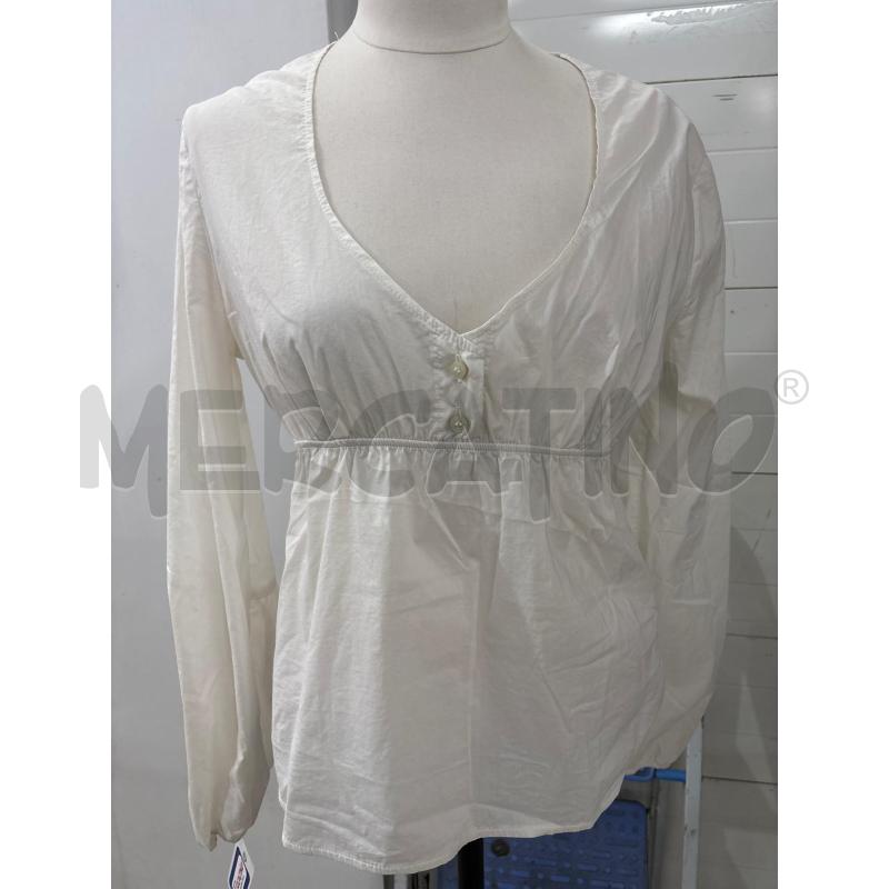 BLUSA DONNA BIANCA SCOLLO PROFONDO CON DUE BOTTONI CAMOMILLA | Mercatino dell'Usato Benevento 1