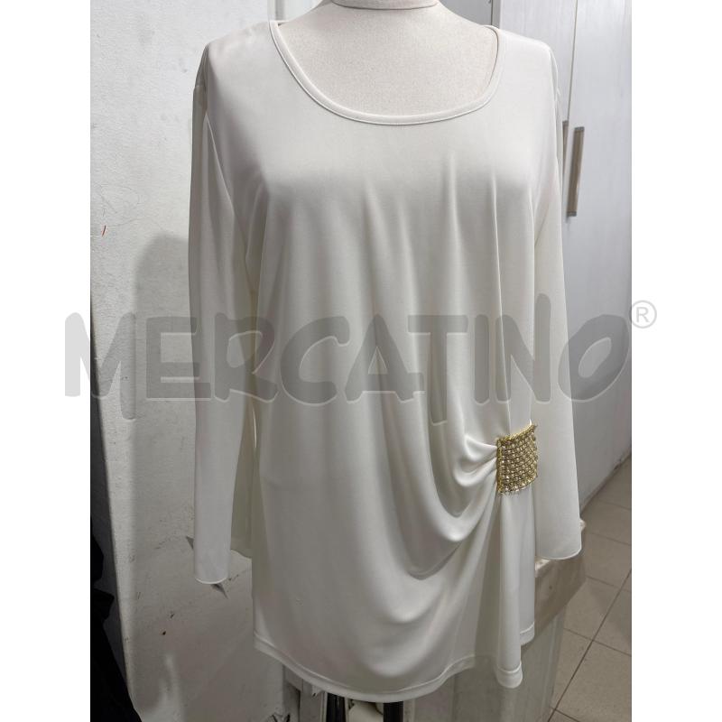 BLUSA DONNA BIANCO MANICA VELO LIZALU DETTAGLIO STRASS  | Mercatino dell'Usato Benevento 1