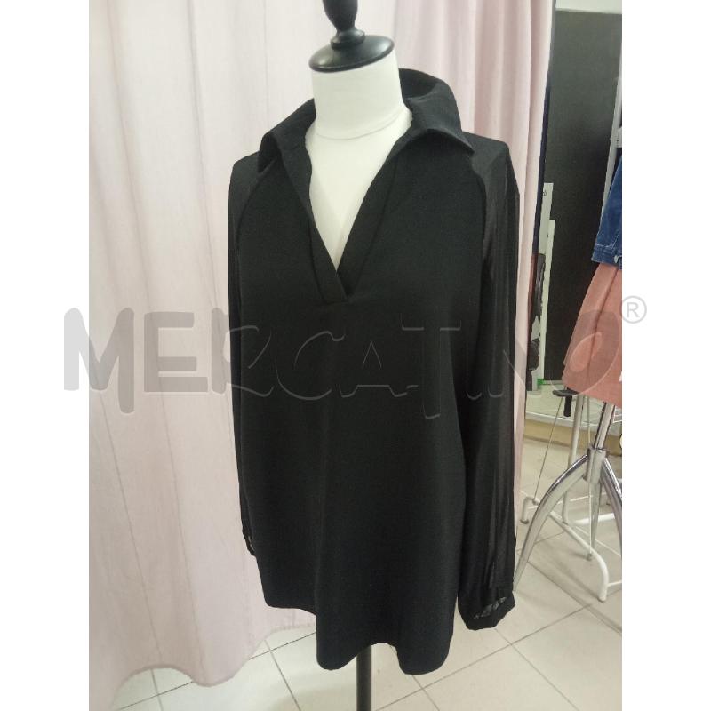 BLUSA DONNA NERA MANICA TRASPARENTE CAMOMILLA | Mercatino dell'Usato Benevento 1