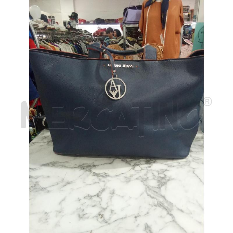 BORSA DONNA ARMANI JEANS BLU INTERNO ARANCIONE | Mercatino dell'Usato Benevento 1