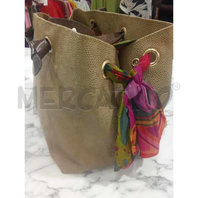 BORSA DONNA BEIGE MANICI MARRONI CERCHIO COLORATO ROSA NANNINI | Mercatino dell'Usato Benevento 2