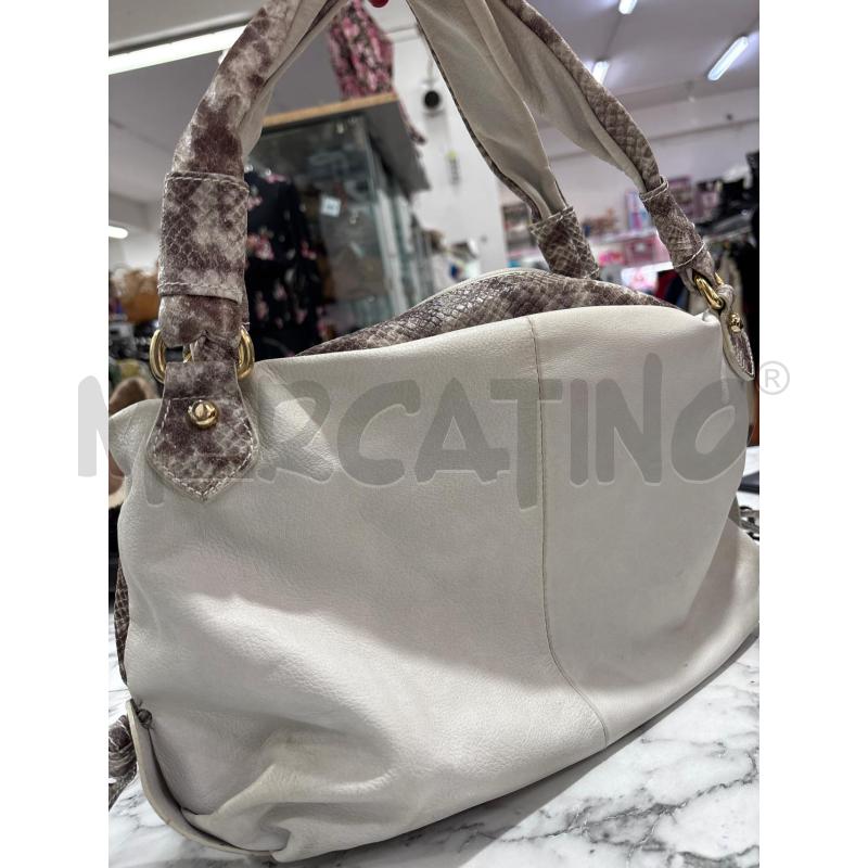 BORSA DONNA BEIGE MARRONE MELLUSO DETTAGLI DORATI | Mercatino dell'Usato Benevento 4