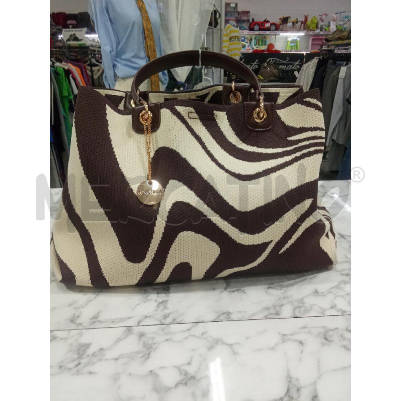 BORSA DONNA BIANCA E MARRONE TESSUTO COCONUDA | Mercatino dell'Usato Benevento 1