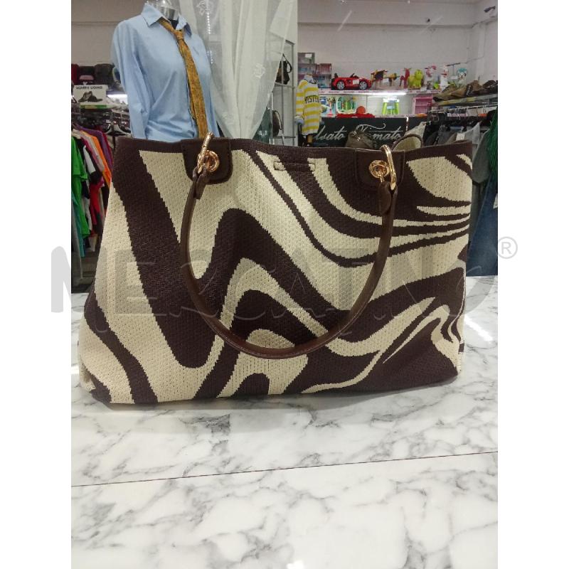 BORSA DONNA BIANCA E MARRONE TESSUTO COCONUDA | Mercatino dell'Usato Benevento 2