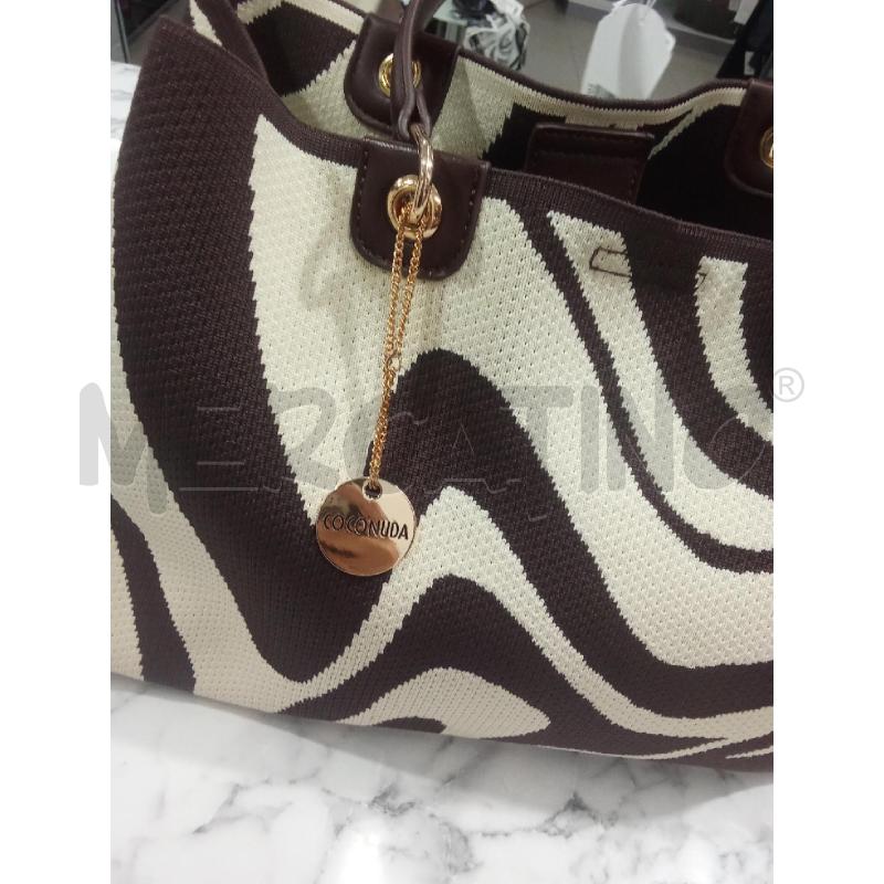BORSA DONNA BIANCA E MARRONE TESSUTO COCONUDA | Mercatino dell'Usato Benevento 3