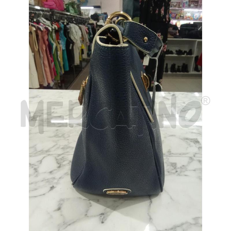 BORSA DONNA BLU PELLE BRICS CHIUSURA DORATA | Mercatino dell'Usato Benevento 2