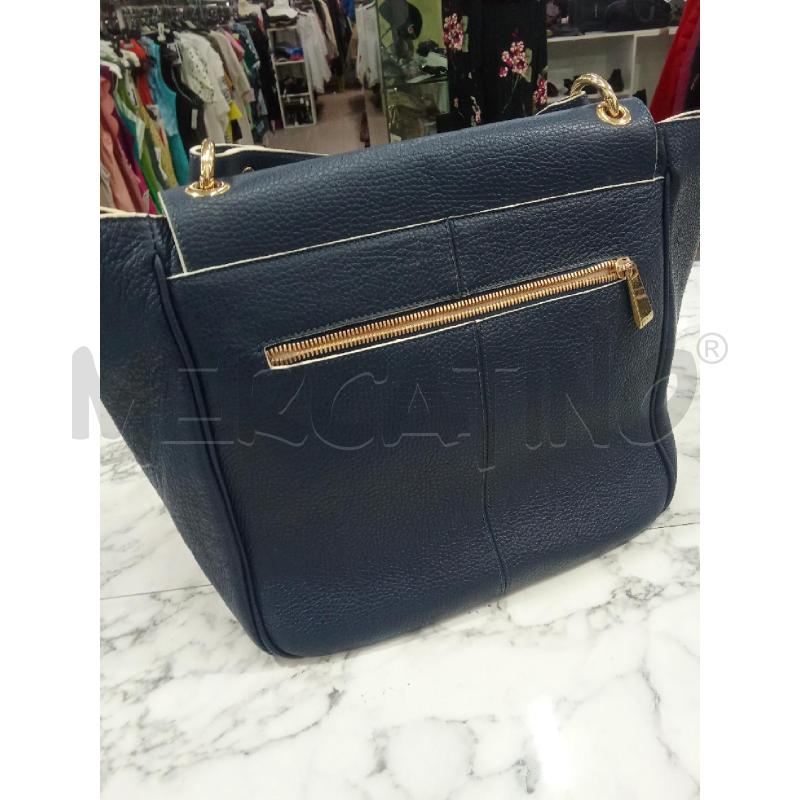 BORSA DONNA BLU PELLE BRICS CHIUSURA DORATA | Mercatino dell'Usato Benevento 3