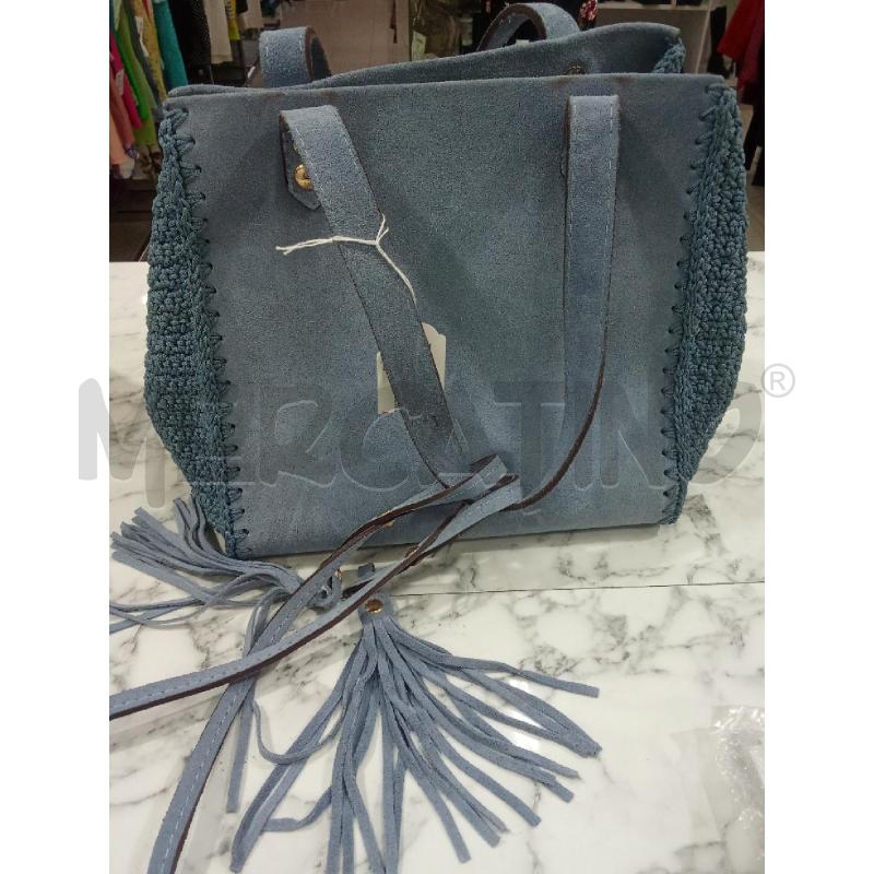 BORSA DONNA BLU SCAMOSCIATA LATERALI UNCINETTO  | Mercatino dell'Usato Benevento 1