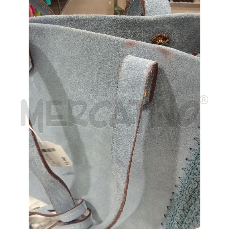 BORSA DONNA BLU SCAMOSCIATA LATERALI UNCINETTO  | Mercatino dell'Usato Benevento 2