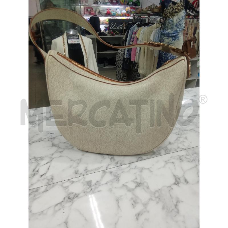 BORSA DONNA BORBONESE BEIGE MEZZALUNA MANICA A SPALLA + TRACOLLA | Mercatino dell'Usato Benevento 1