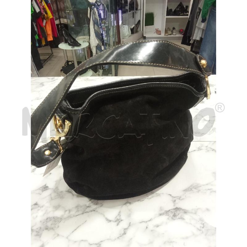 BORSA DONNA BRACCIALINI NERA CAMOSCIO DIS. CAVALLO MARRONE | Mercatino dell'Usato Benevento 3