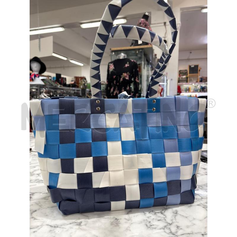 BORSA DONNA CARPISA QUADRI BLU BIANCO INTRECCIO | Mercatino dell'Usato Benevento 3