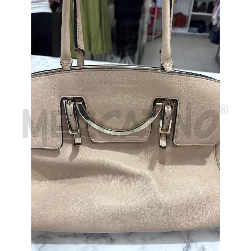 BORSA DONNA COCCINELLE BEIGE BORDO NERO INSERTO DORATO | Mercatino dell'Usato Benevento 3