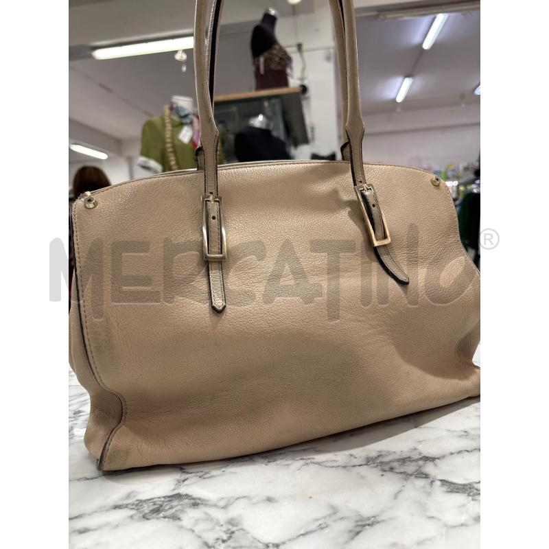 BORSA DONNA COCCINELLE BEIGE BORDO NERO INSERTO DORATO | Mercatino dell'Usato Benevento 4