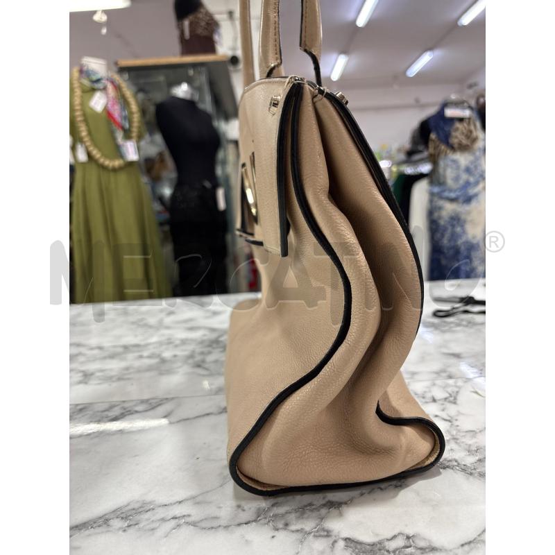 BORSA DONNA COCCINELLE BEIGE BORDO NERO INSERTO DORATO | Mercatino dell'Usato Benevento 5