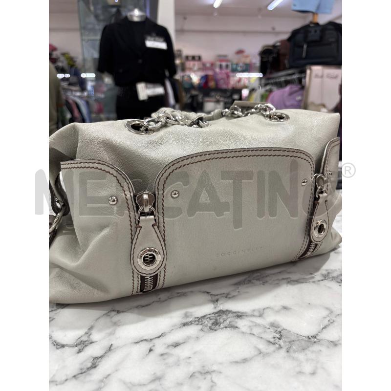 BORSA DONNA COCCINELLE GRIGIO CON ZIP MANICI CATENA | Mercatino dell'Usato Benevento 1