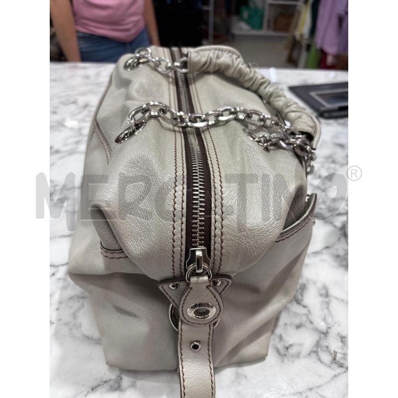 BORSA DONNA COCCINELLE GRIGIO CON ZIP MANICI CATENA | Mercatino dell'Usato Benevento 3