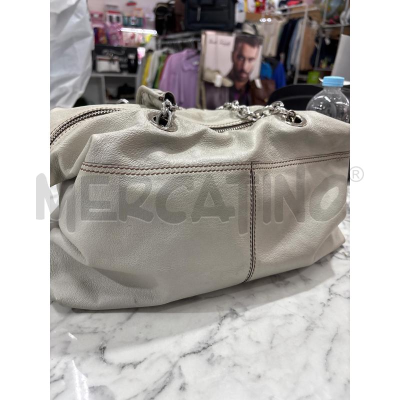 BORSA DONNA COCCINELLE GRIGIO CON ZIP MANICI CATENA | Mercatino dell'Usato Benevento 4