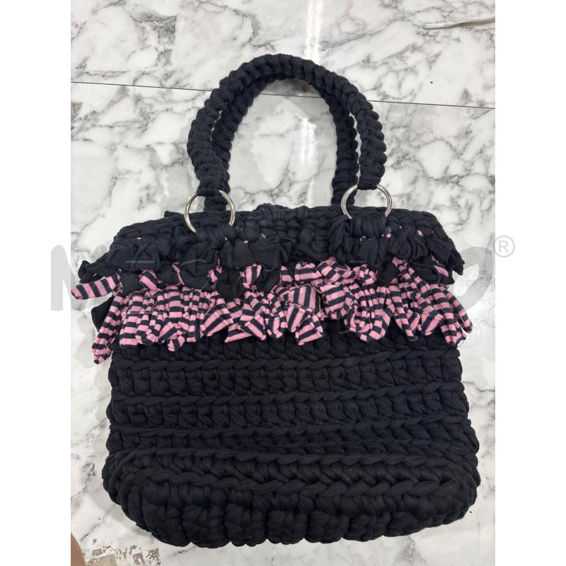 BORSA DONNA FATTA A MANO NERA INS ROSA | Mercatino dell'Usato Benevento 1