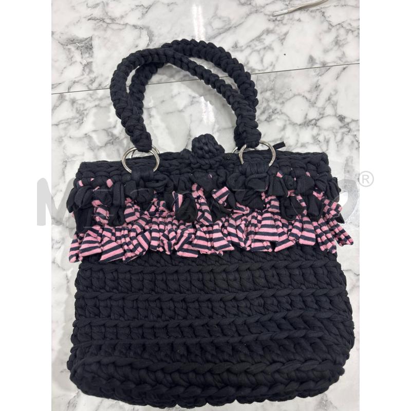 BORSA DONNA FATTA A MANO NERA INS ROSA | Mercatino dell'Usato Benevento 3