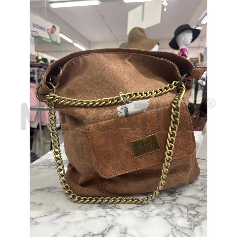 BORSA DONNA FINTO CAMOSCIO MARRONE CON MANICI CATENA TAN TREND | Mercatino dell'Usato Benevento 1