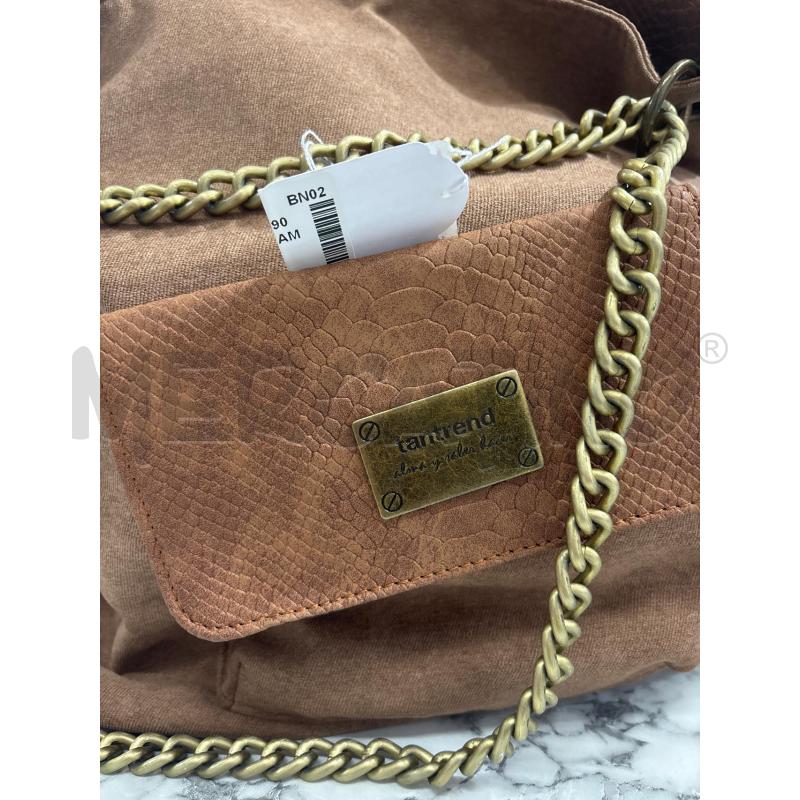 BORSA DONNA FINTO CAMOSCIO MARRONE CON MANICI CATENA TAN TREND | Mercatino dell'Usato Benevento 2