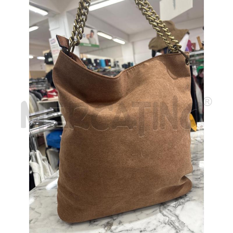 BORSA DONNA FINTO CAMOSCIO MARRONE CON MANICI CATENA TAN TREND | Mercatino dell'Usato Benevento 3