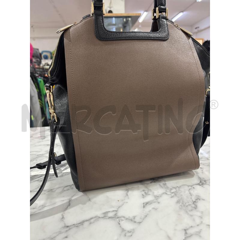 BORSA DONNA FURLA MARRONE NERO INSERTI DORATI  | Mercatino dell'Usato Benevento 3