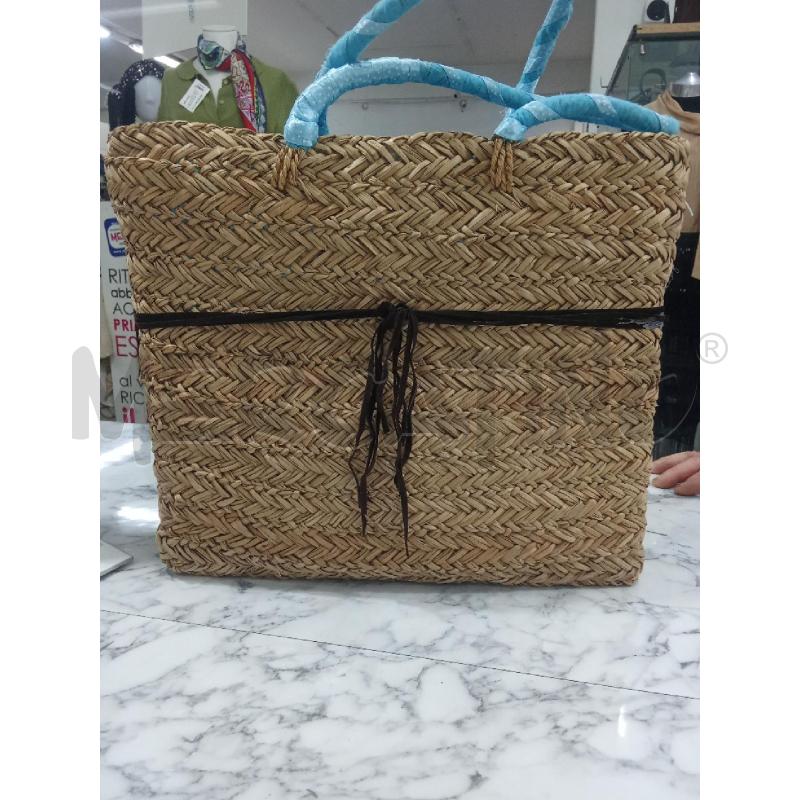 BORSA DONNA MARE PAGLIA MANICI AZZURRI GRANDE INTERNO SACCO | Mercatino dell'Usato Benevento 2