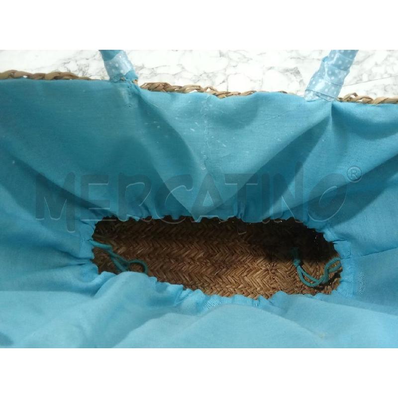 BORSA DONNA MARE PAGLIA MANICI AZZURRI GRANDE INTERNO SACCO | Mercatino dell'Usato Benevento 3
