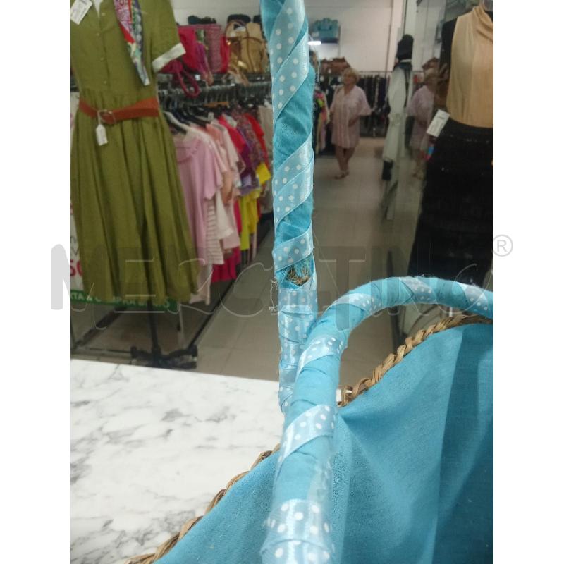 BORSA DONNA MARE PAGLIA MANICI AZZURRI GRANDE INTERNO SACCO | Mercatino dell'Usato Benevento 4