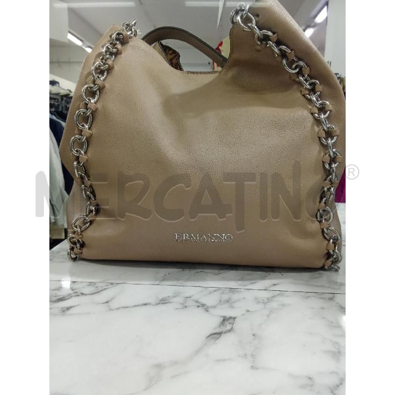 BORSA DONNA MARRONE CATENE LATERALI ARGENTATE ERMANNO SCERVINO | Mercatino dell'Usato Benevento 1