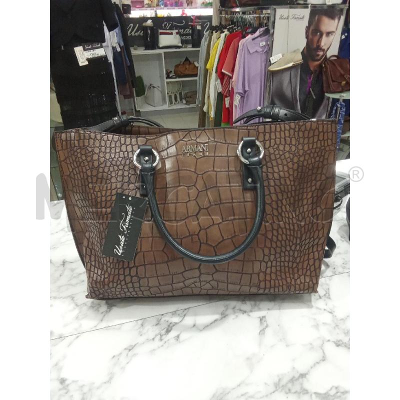 BORSA DONNA MARRONE EFFETTO PITONATA ARMANI JEANS | Mercatino dell'Usato Benevento 1