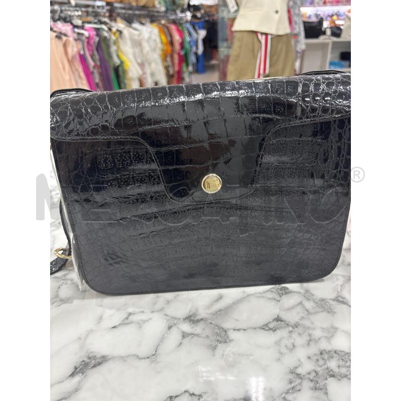 BORSA DONNA NERA TRACOLLA COCCODRILLO | Mercatino dell'Usato Benevento 1