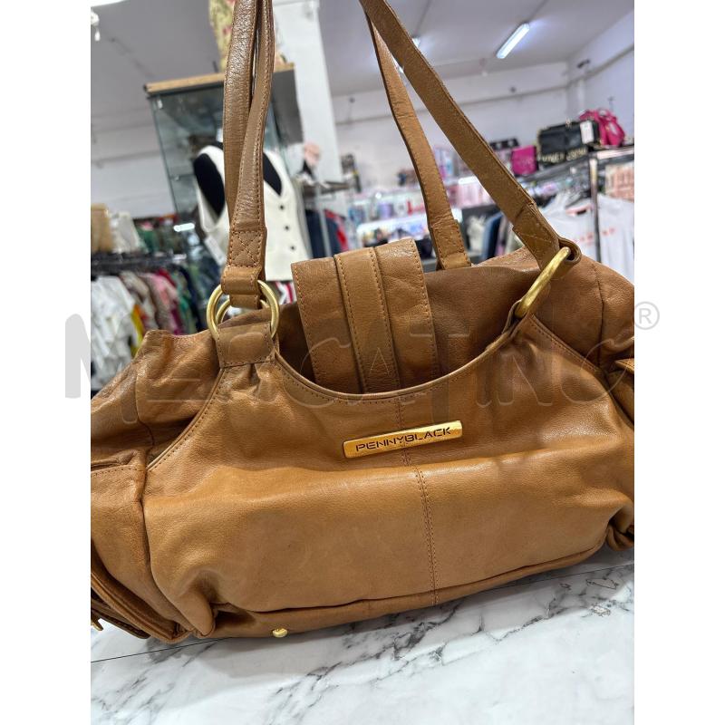 BORSA DONNA PENNYBLACK MARRONE CON PLACCHETTA DORATA | Mercatino dell'Usato Benevento 1