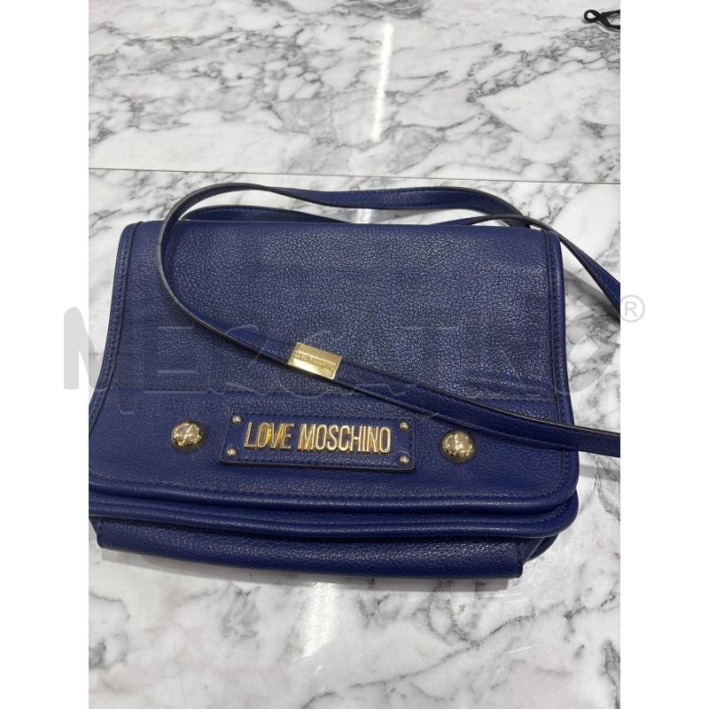 BORSA DONNA TRACOLLA BLU LOVE MOSCHINO LOGO DORATO | Mercatino dell'Usato Benevento 1