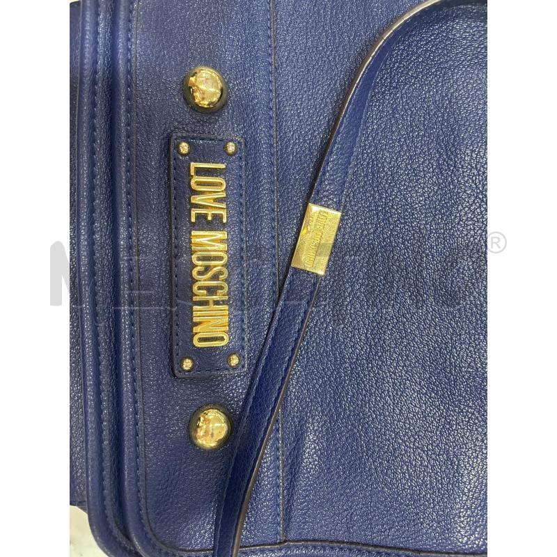 BORSA DONNA TRACOLLA BLU LOVE MOSCHINO LOGO DORATO | Mercatino dell'Usato Benevento 2