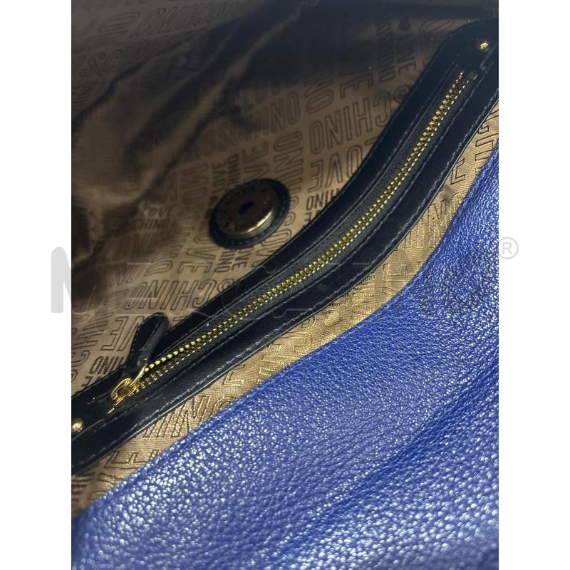 BORSA DONNA TRACOLLA BLU LOVE MOSCHINO LOGO DORATO | Mercatino dell'Usato Benevento 4