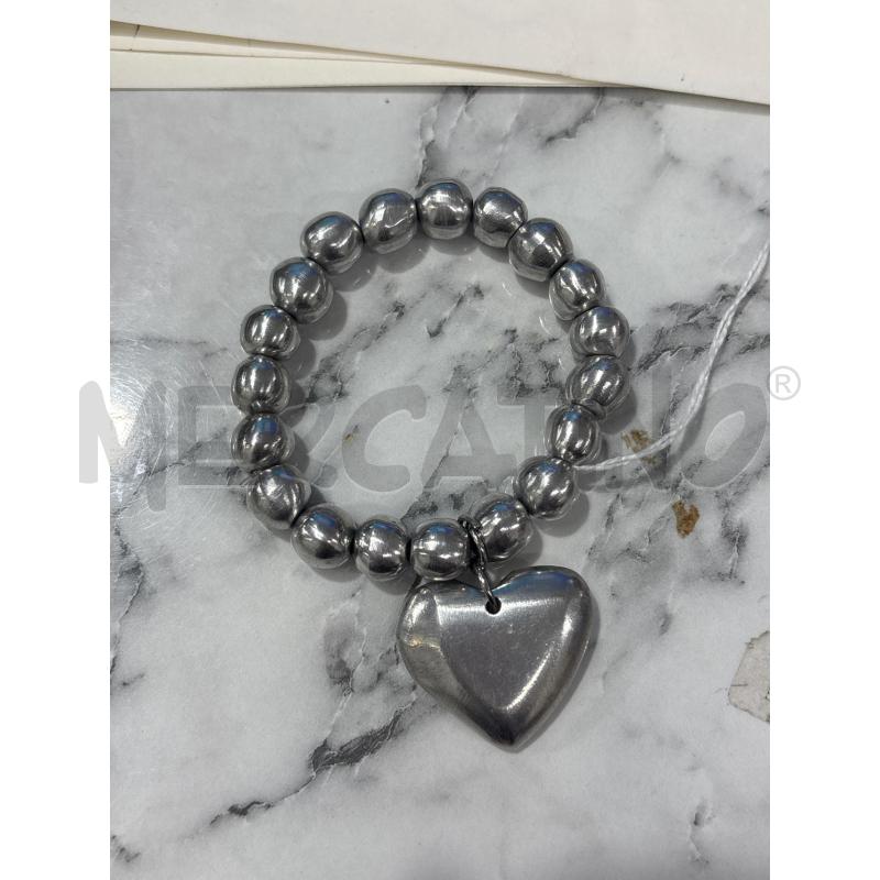 BRACCIALE GRIGIO ELASTICO CON CUORE VESTO PAZZO | Mercatino dell'Usato Benevento 1