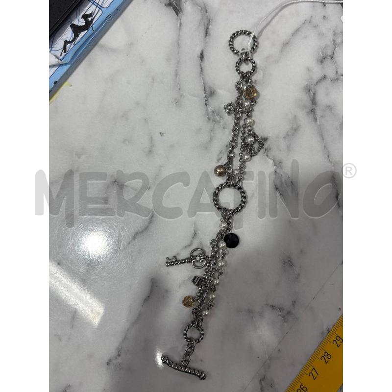 BRACCIALE GRIGIO FOSSIL PENDENTI PERLINE E CIONDOLI | Mercatino dell'Usato Benevento 1