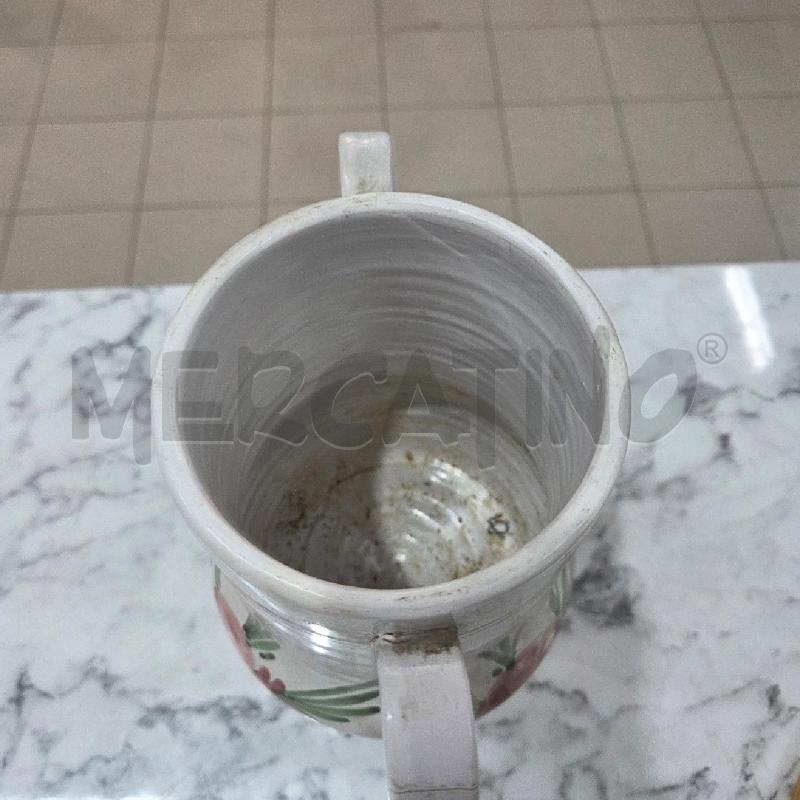 CACHEPOT CERAMICA BIANCA INS FIORI ROSA VERDI  | Mercatino dell'Usato Benevento 4