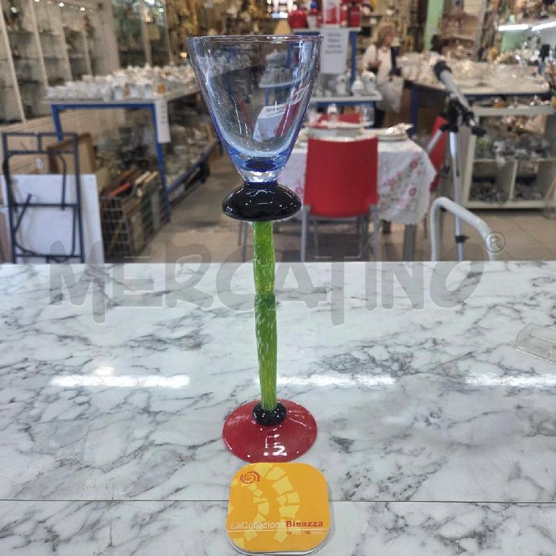 CALICE VETRO ROSSO BLU VERDE BISAZZO | Mercatino dell'Usato Benevento 1