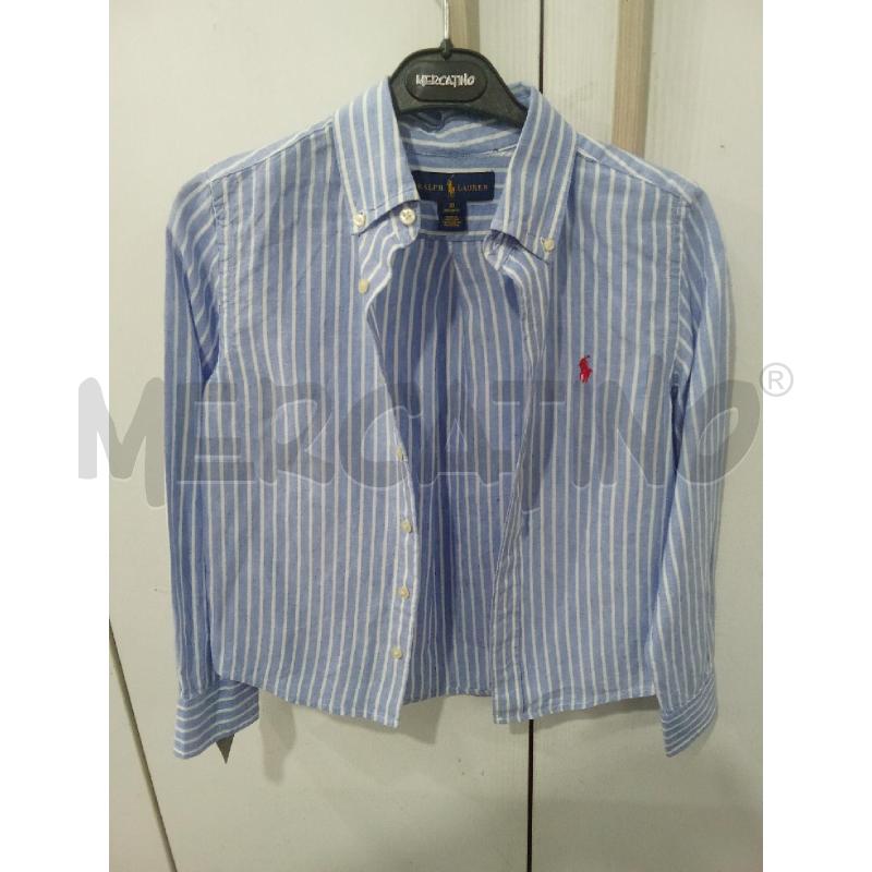 CAMICIA BAMBINO RIGHE AZZURRO BIANCHE RALPH LAUREN LINO | Mercatino dell'Usato Benevento 1